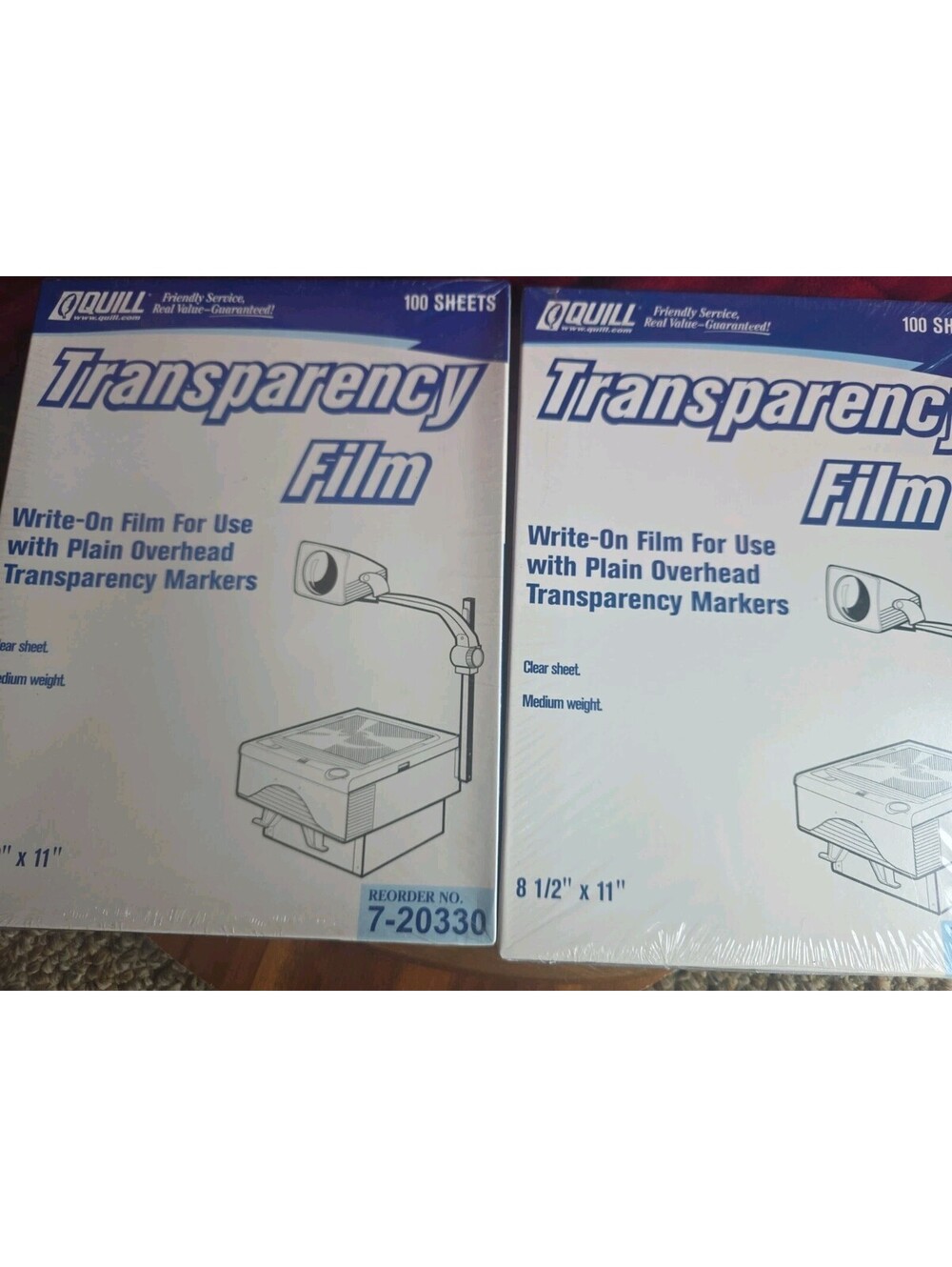 Quill Transparency Film, New, Factory Sealed, 100 Sheets, 8.5" x 11" Lot 2